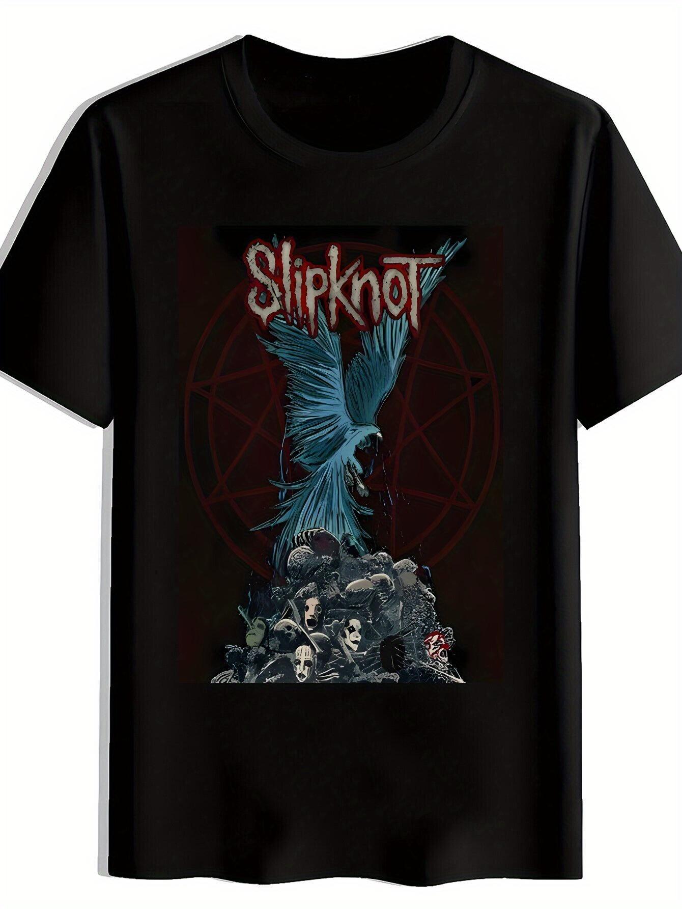 

Slipknot Graphic T-shirt - Black Crew Neck Short Sleeve Tee with Vintage Rock Band Print M