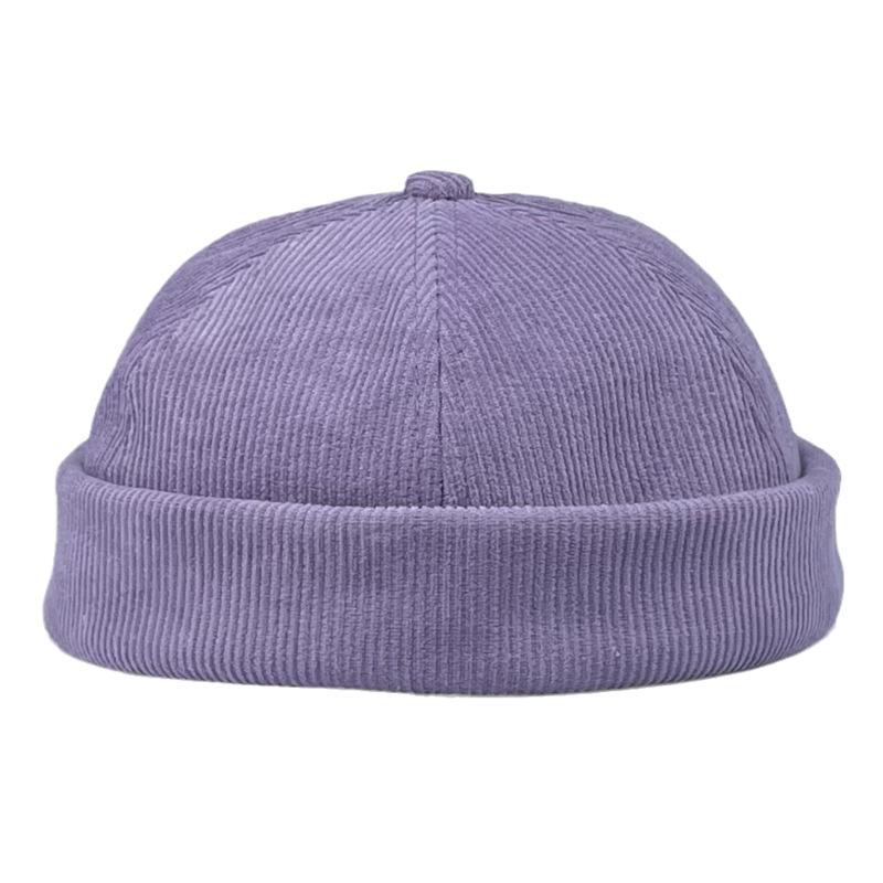 Einfarbige Corduroy Minimalistische Unisex Krempenlose Mütze Winddichte Beanie Melonenhautmützen, Vermieter Hüte, Hip Hop Hüte, Runde Hüte