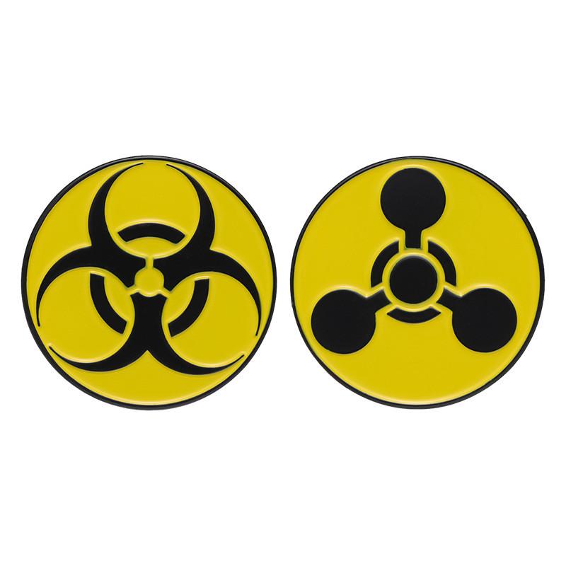 Contemporary Badge Metal Geometric Nuclear Radiation Brooch For Fashionforward Individuals