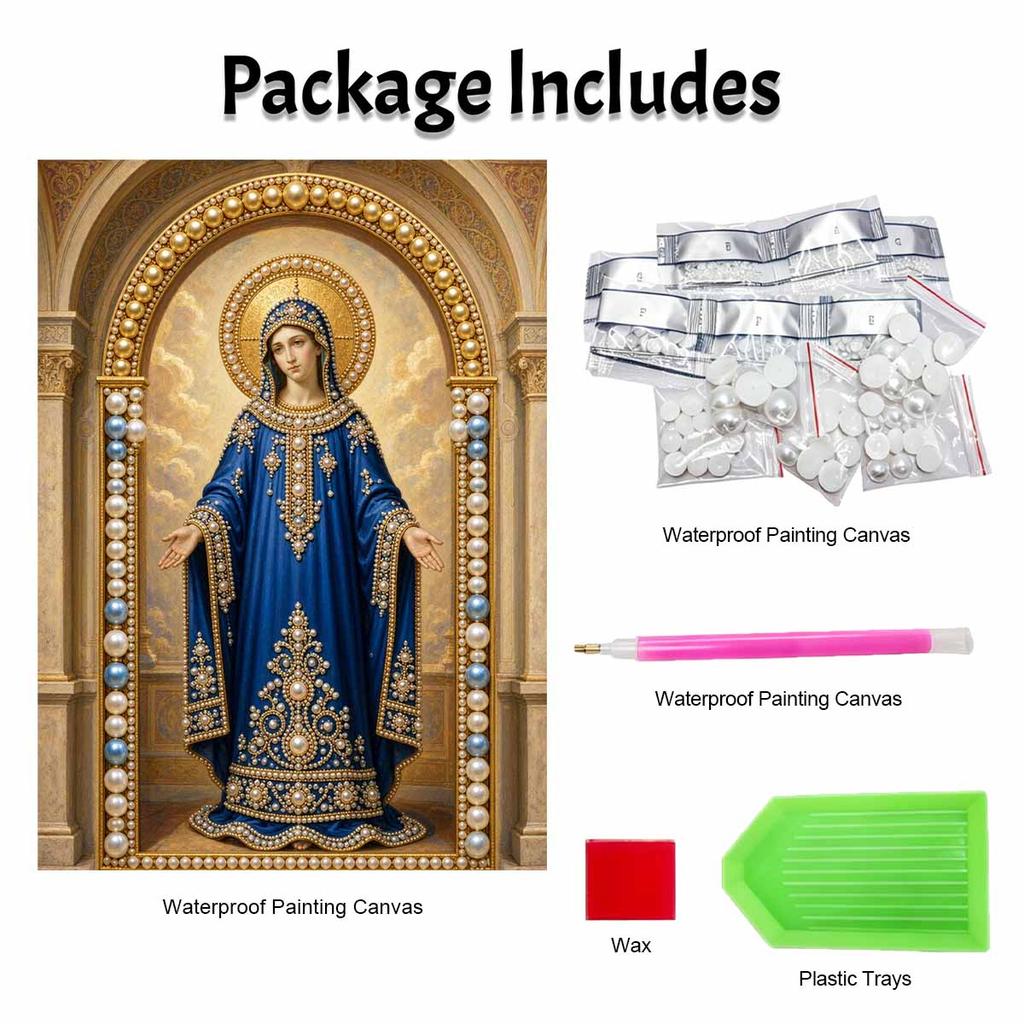 DIY 3D Pearl Diamond Painting Art Set Blessed Virgin Mary Religious Home Decor Art Set Wall Art