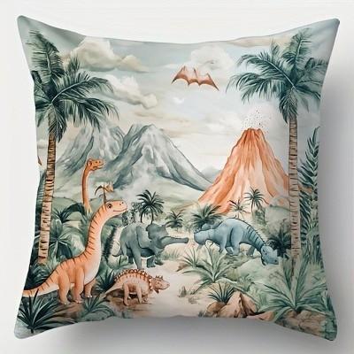 Dinosaur Volcano Jungle Scene Pillow Covers Pattern Cushion Cover Suitable For Sofa Bedroom Car Pillow Cover