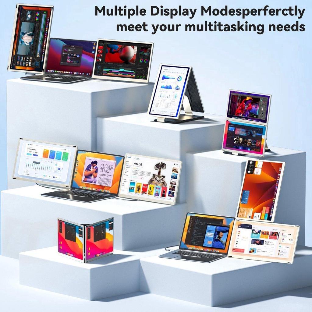 Siaviala S6 Yeni 15.6" Taşınabilir Monitör – 11+ Kendin Yap Yapılandırması, 360° Döndürülebilir, 4x Type-C Bağlantı Noktası, Evrensel Uyumluluk
