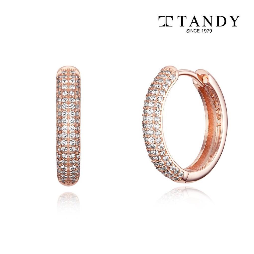 [TANDY] TANDY Silver 925 Zirconia Luxury Cubic One-Touch Earrings TDE307 Rose Gold