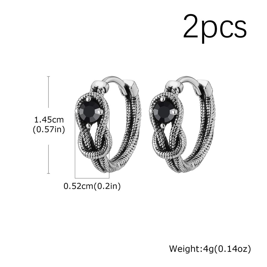 Retro Zircon Snake Knot Hoop Earrings for Men Women,Cool Punk Male Piercing Metal Earring Jewelry Gift