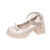 French Mary Jane small leather shoes women's skirt 2025 new summer versatile pearl bow thick high heel shoes
