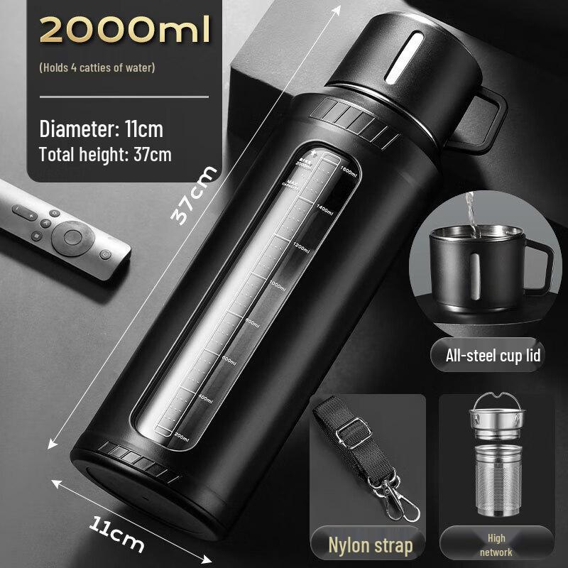 FAWLES Large Capacity Double-Layer Glass Water Bottle