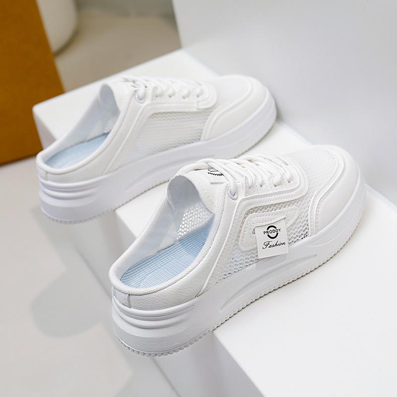 

2025 Korean version summer new half tray white shoes women ins breathable student height increase casual shoes street shot XYP887 40 білий