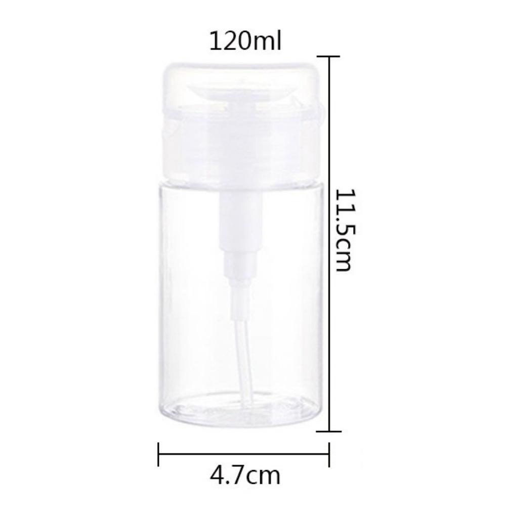 2 clear pump bottle dispensers press-down reusable travel bottle set for makeup, nail polish cleaning, cosmetics storage.