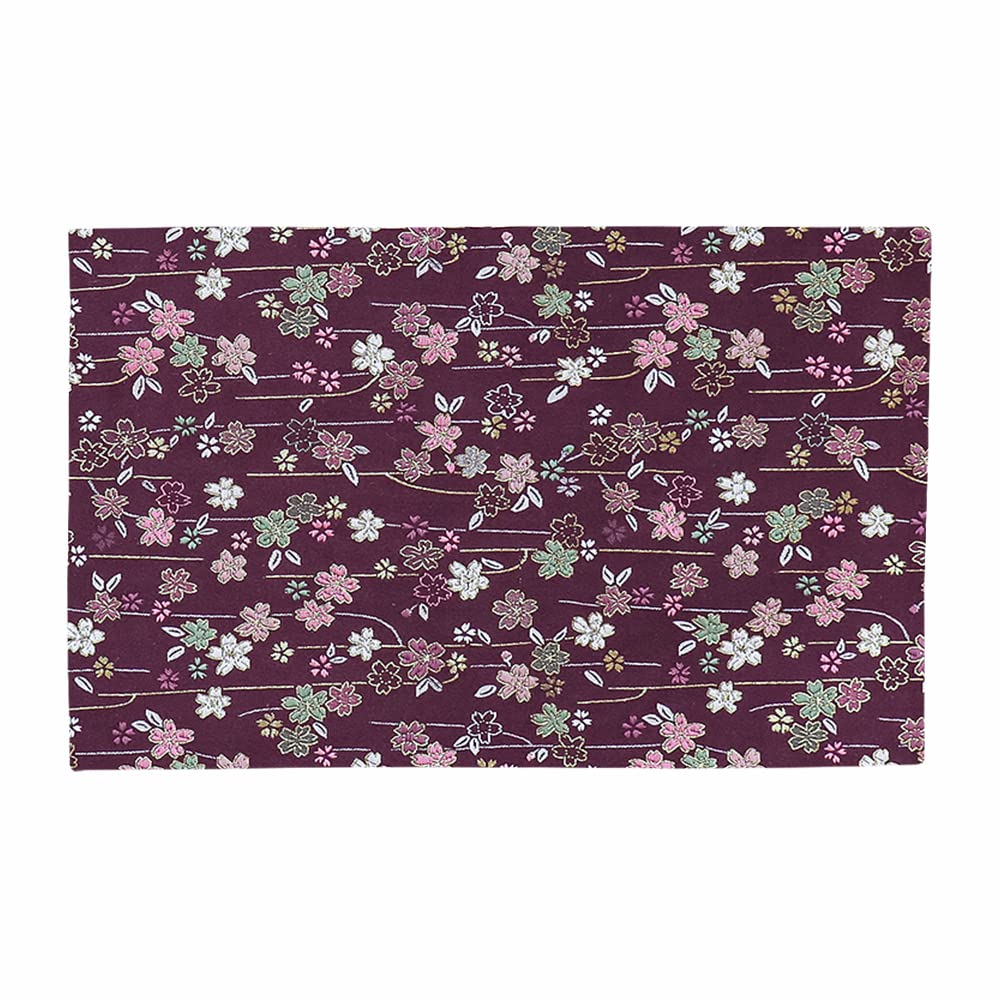 Fire-resistant gold brocade table mat (cherry blossom pattern), 26cm x 41cm, 001. Purple