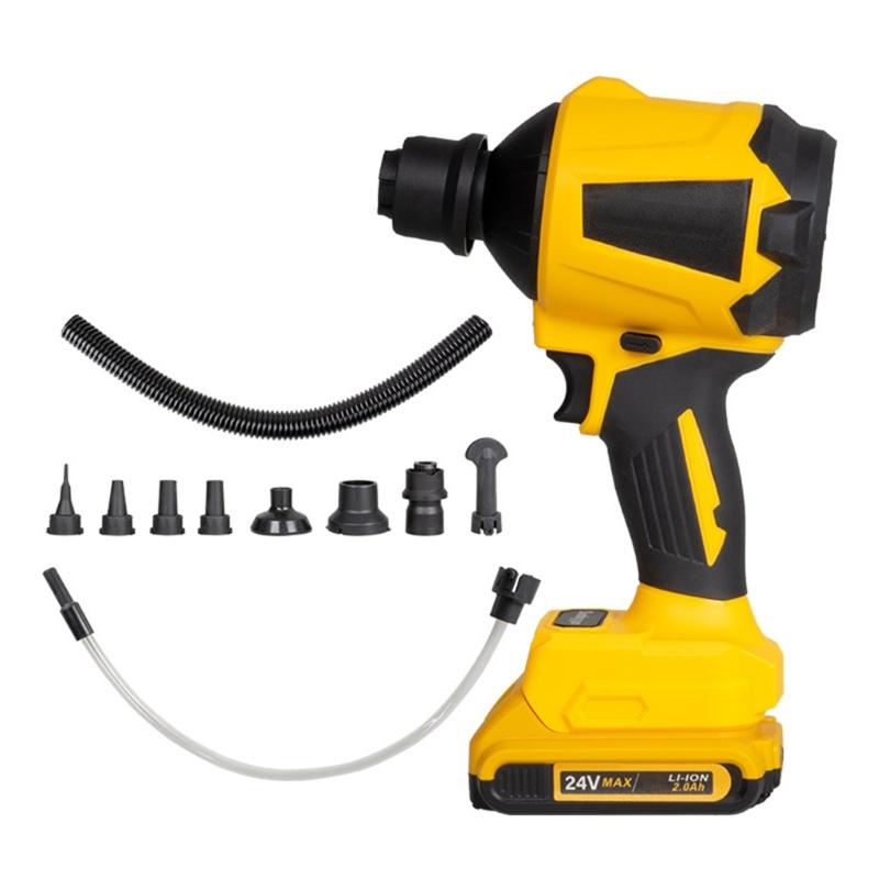 Portable Cordless Dust Blower 450W 21000RPM Electric Handheld Leaf Blower Air Duster Tool with Multiple Attachments