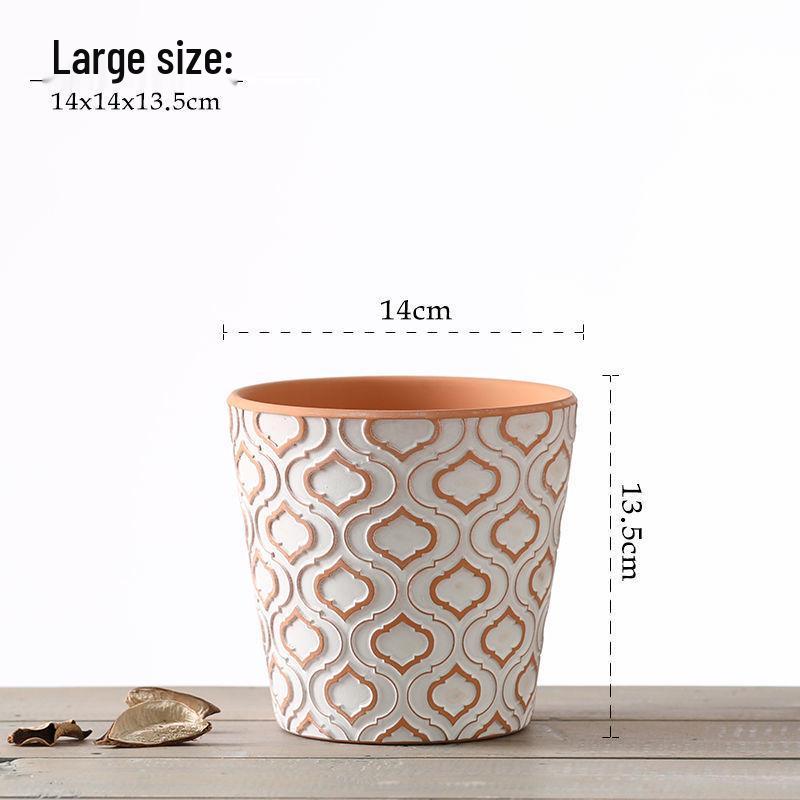 Red Clay Breathable Minimalist Terracotta Flower Pot with Feet for Succulents and Pothos - Round Design, Free Shipping