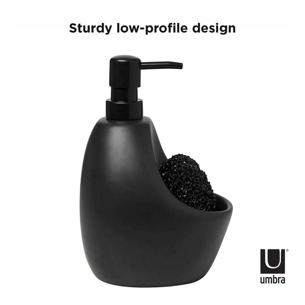 Umbra JOEY Soap Ceramic Soap Pump with 740ml Dispenser, Scrubby, Black,