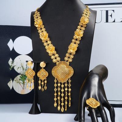 Luxury Vintage Floral Tassel Necklace, Earrings & Ring Set from Dubai