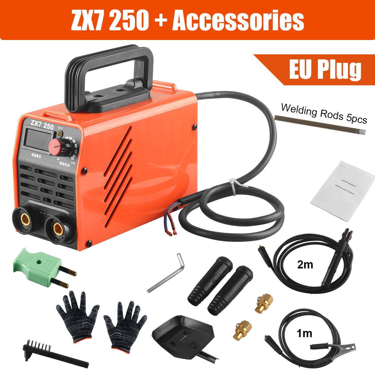 

Сварочный аппарат, 250A ZX7 портативный сварочный аппарат MMA, инверторный сварочный аппарат IGBT с цифровым дисплеем с функцией горячего старта, функцией форсажа дуги и защитой от прилипания