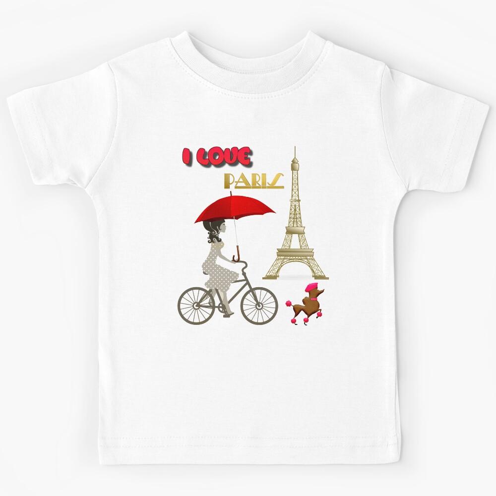 Paris France City of Love Landmarks Eiffel Tower Kids T-Shirt 130