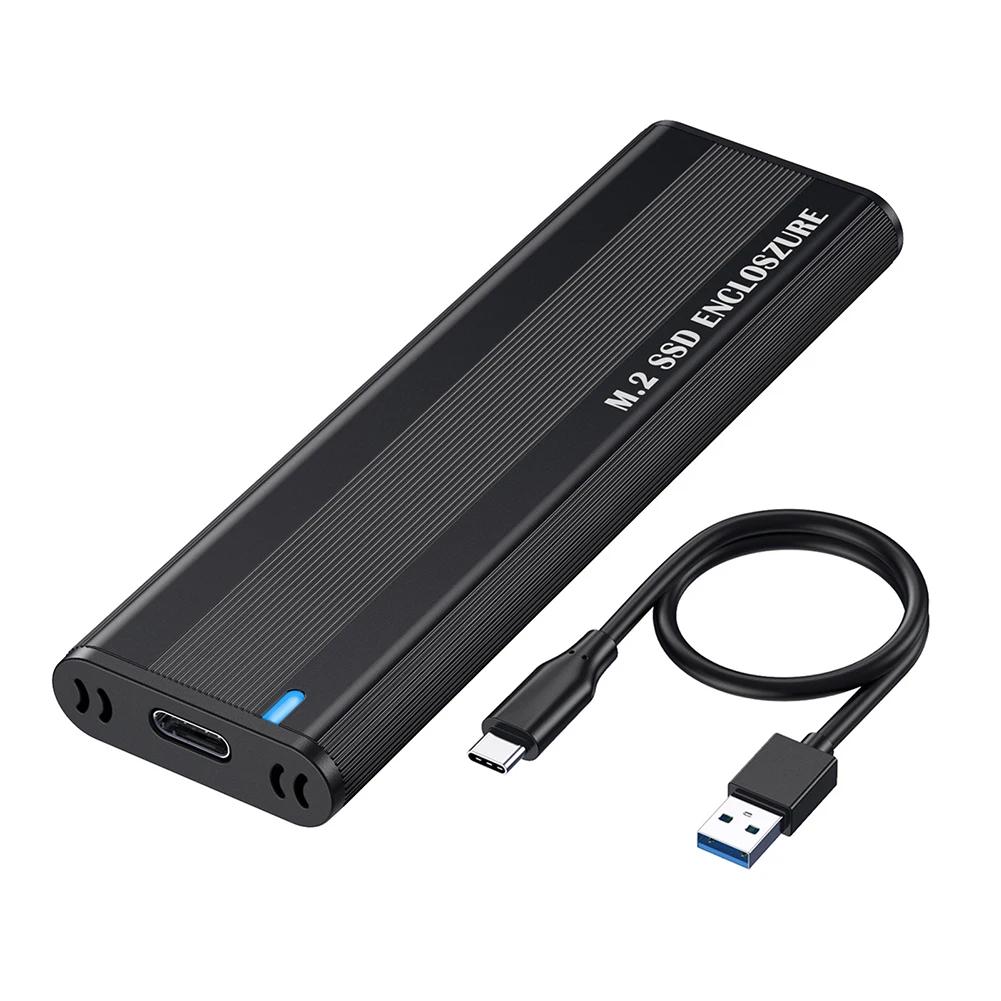 Caixa SSD NVMe M.2 de protocolo duplo 10 Gbps M.2 NVMe SSD Adaptador de gabinete Ferramenta grátis para SSD M.2 2230/2242/2260/2280