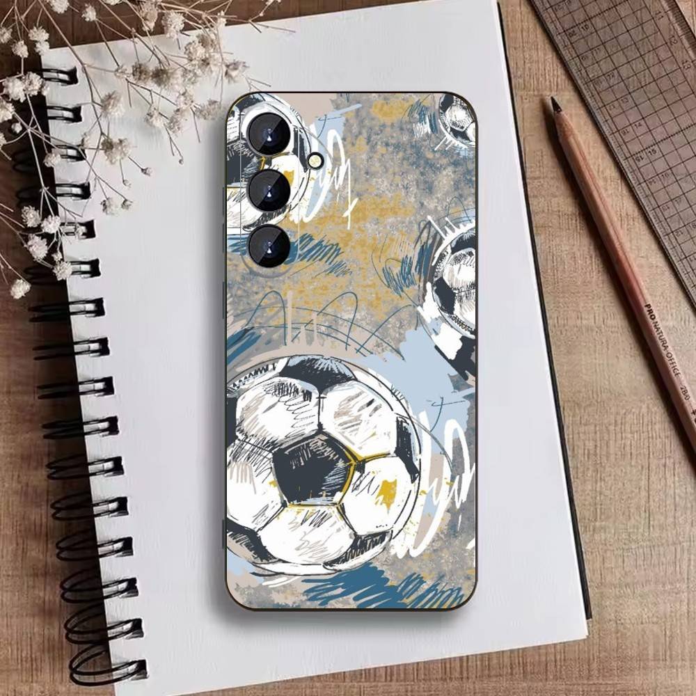 Fire Football Soccer Ball  Phone Case For Samsung Galaxy A73,A21s,A22,A31,A52,A53,A71,A41Soft Black Shell