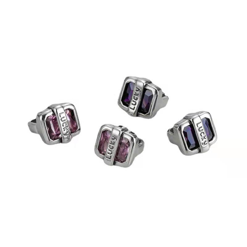 Fashion Men's and Women's Earrings Lucky Luck Square Diamond Earrings High-end Sense Versatile Stud Earrings Simple