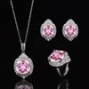 Wish Hot Sale New Haute Couture Color Treasure Pendant Necklace Celebrity Stud Earrings Heavy Industry Ring Color Treasure Set