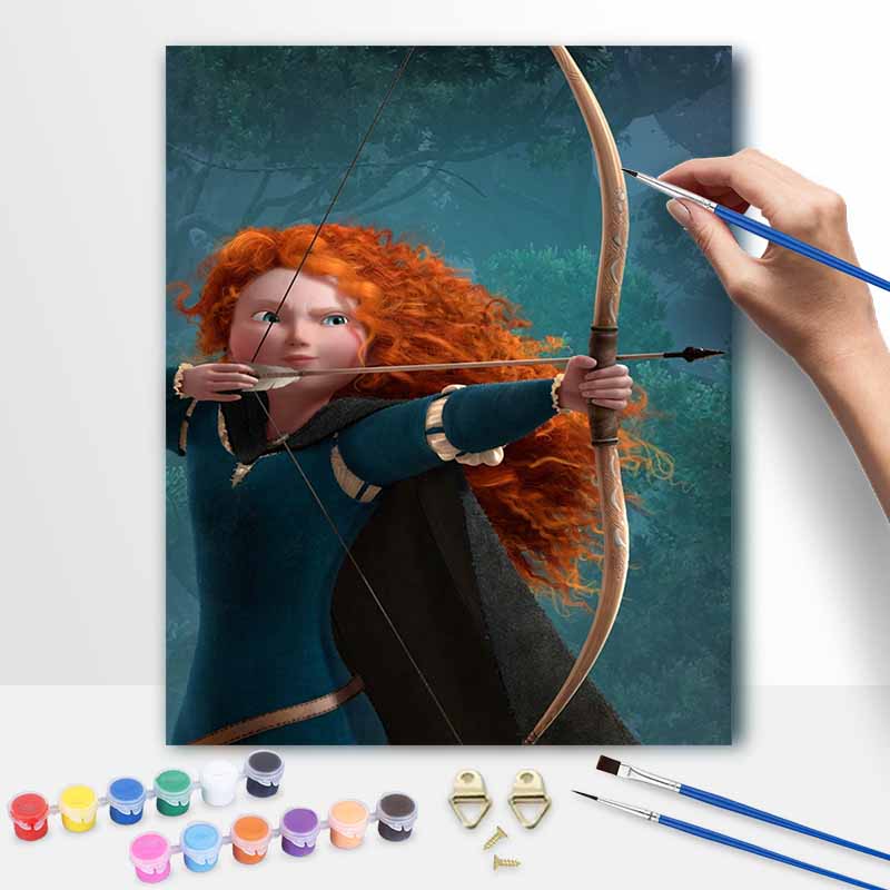 Disney Brave Merida Oil Painting Kit Princess Archer Wall Art Home Decor Gift 20x30cm