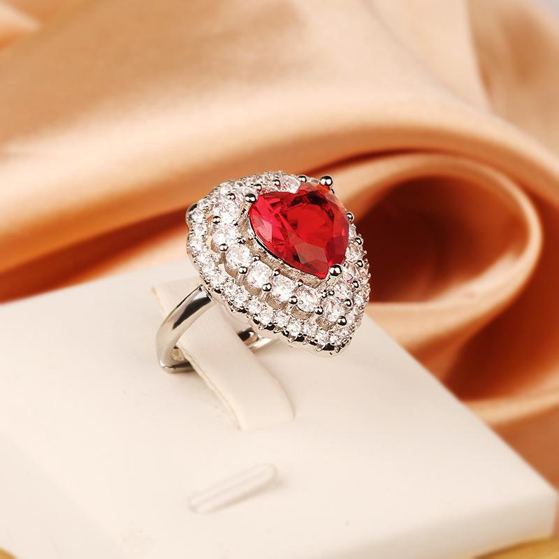 Heart Shaped Ring Zircon Jewelry Women's Ring Jewelry European and American Color Diamonds
