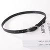 Women's Versatile Retro Star Moon Black Leather Belt for Jeans and Suits
