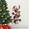 3D Holiday Wall Art Christmas Stickers, Self?Adhesive PVC Decals, Reindeer Santa Gingerbread Man Stickers Snowman Xmas Decor for Bedroom Living Room