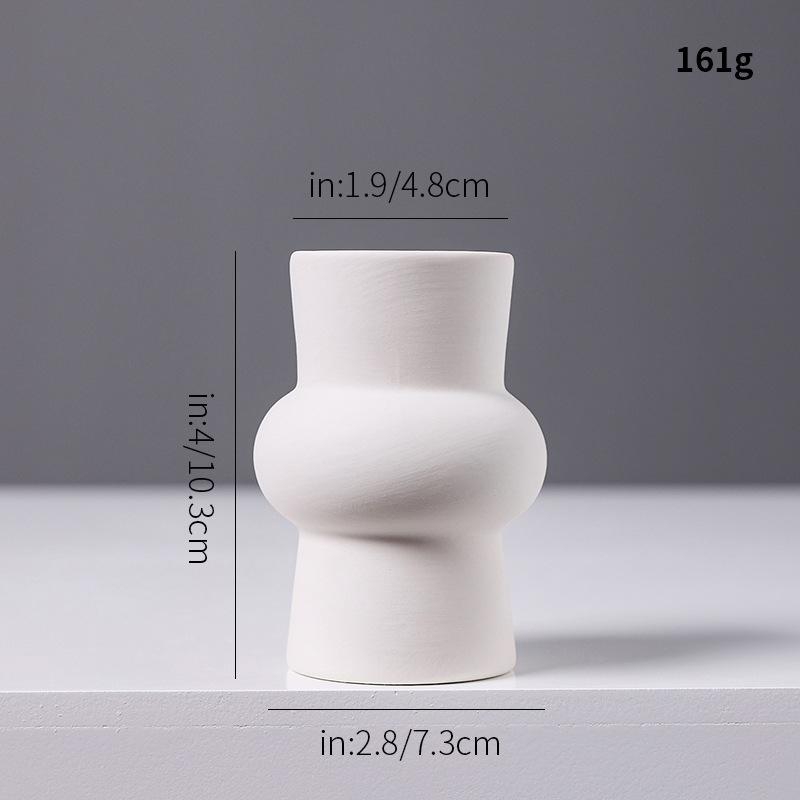 White Ceramic Mini Vase, Chinese Minimalist Desktop Hydroponic Pot for Dried Flowers, Aesthetic