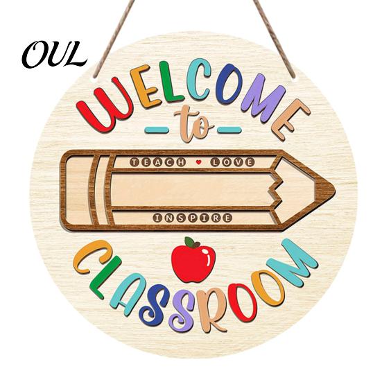 Classroom Decor Sign Wooden Welcome for Door, to Our Round Door Hanging Hanger, Front Sign, Back School Preschool Decoration