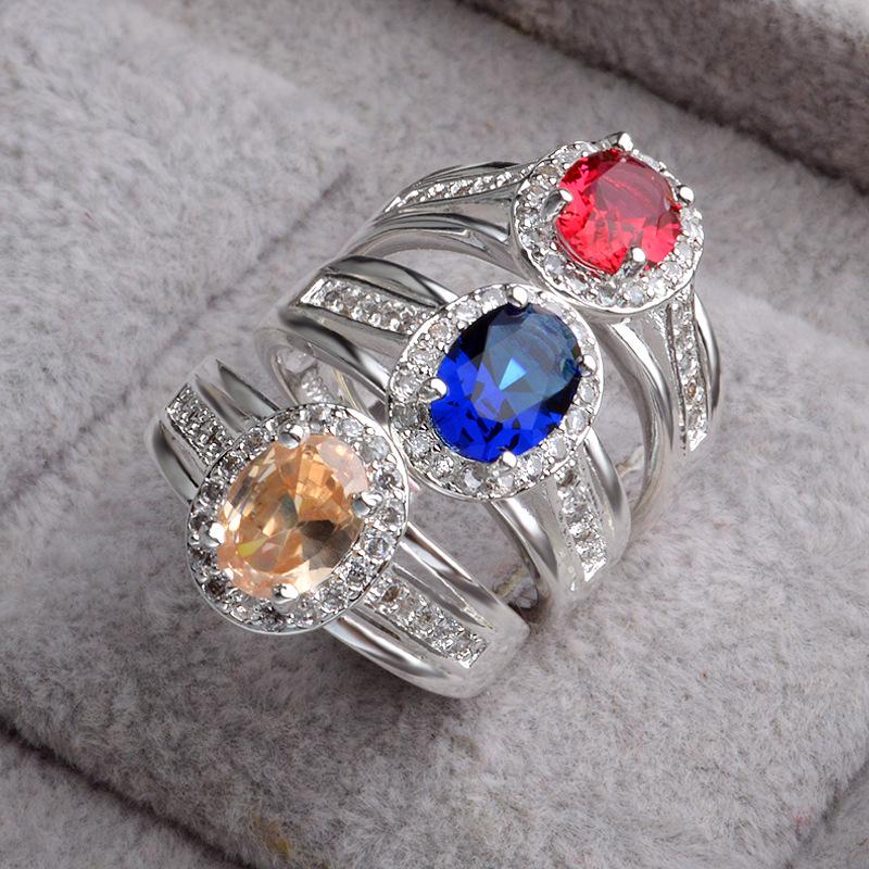 Blue Zircon Open Index Finger Ring: Simple European & American Style for Women