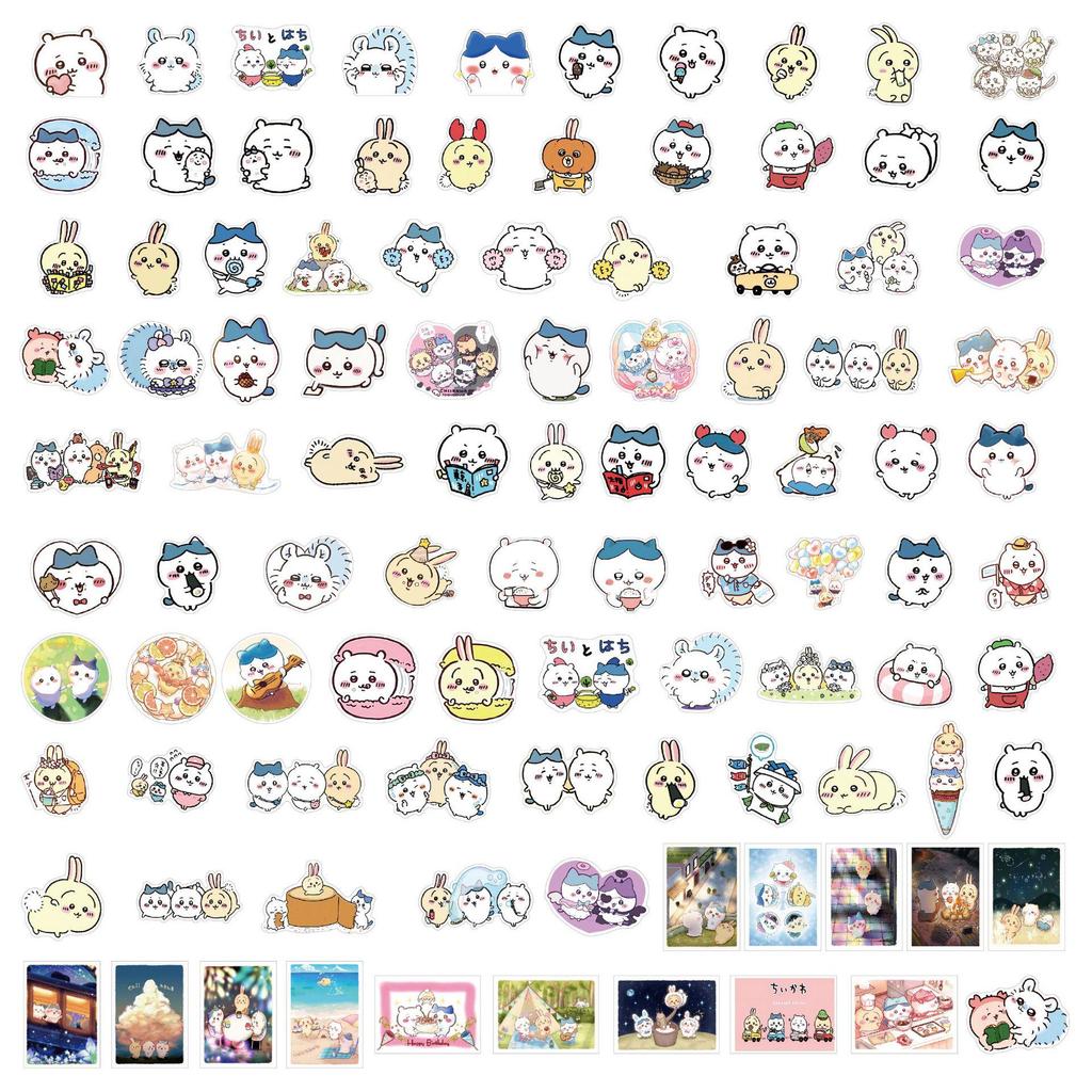 Chiikawa Sticker Pack: 100 Cute, Trendy Waterproof Stickers for Notebook, Water Bottle, Luggage, and Phone