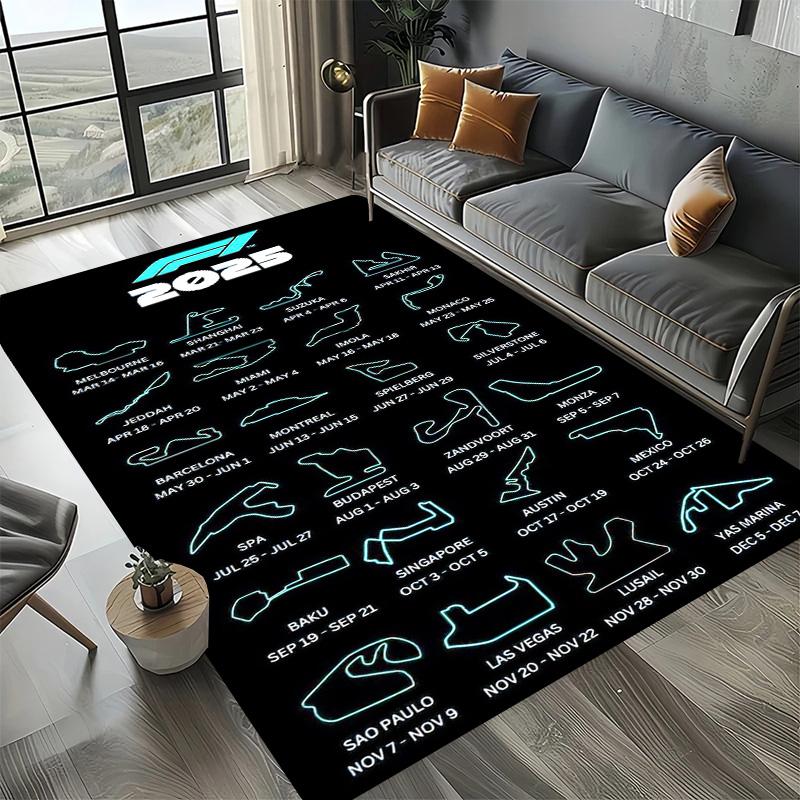 Alfombra Decorativa Tema Automovilismo Fórmula 1 Alfombra Amante de las Carreras Alfombra de Cuatro Estaciones Impresa con Circuito F1 Imola Monaco para Habitación Sofá