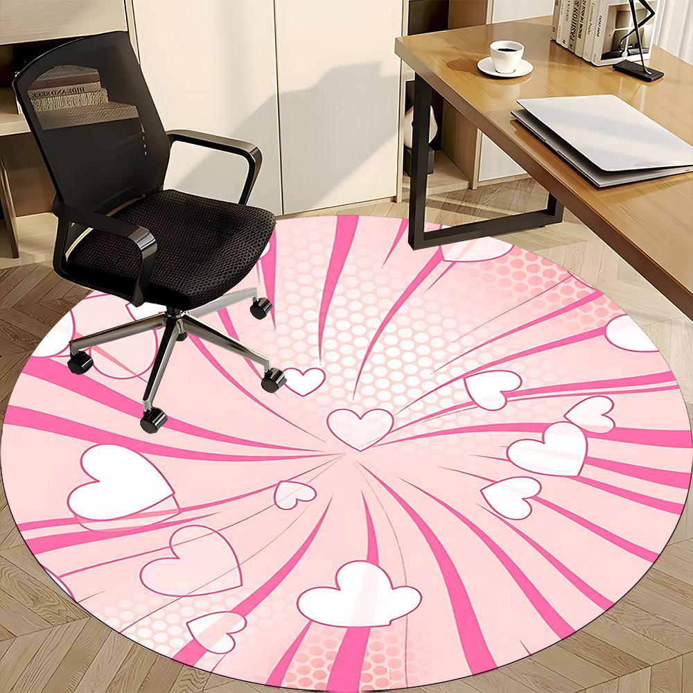 1pc Heartburst Pattern Office Round Rug, Carpet for Office, Gaming, Lightweight Round Floor Mat yy260208005