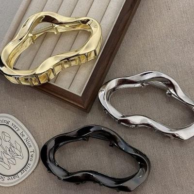 Metal Trend All Hair Clip Silver Black Gold Plated Big Size