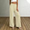 Damen High Waist Wide Leg Hose mit elastischem Bund Lockerer Schnitt Leichter fließender Stoff mit Taschen für Freizeitkleidung