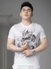 2025 Summer New Trendy Brand Dragon Totem Print Rhinestone Short-Sleeve T-Shirt Men's Casual Top Half-Sleeve Tee Shirt