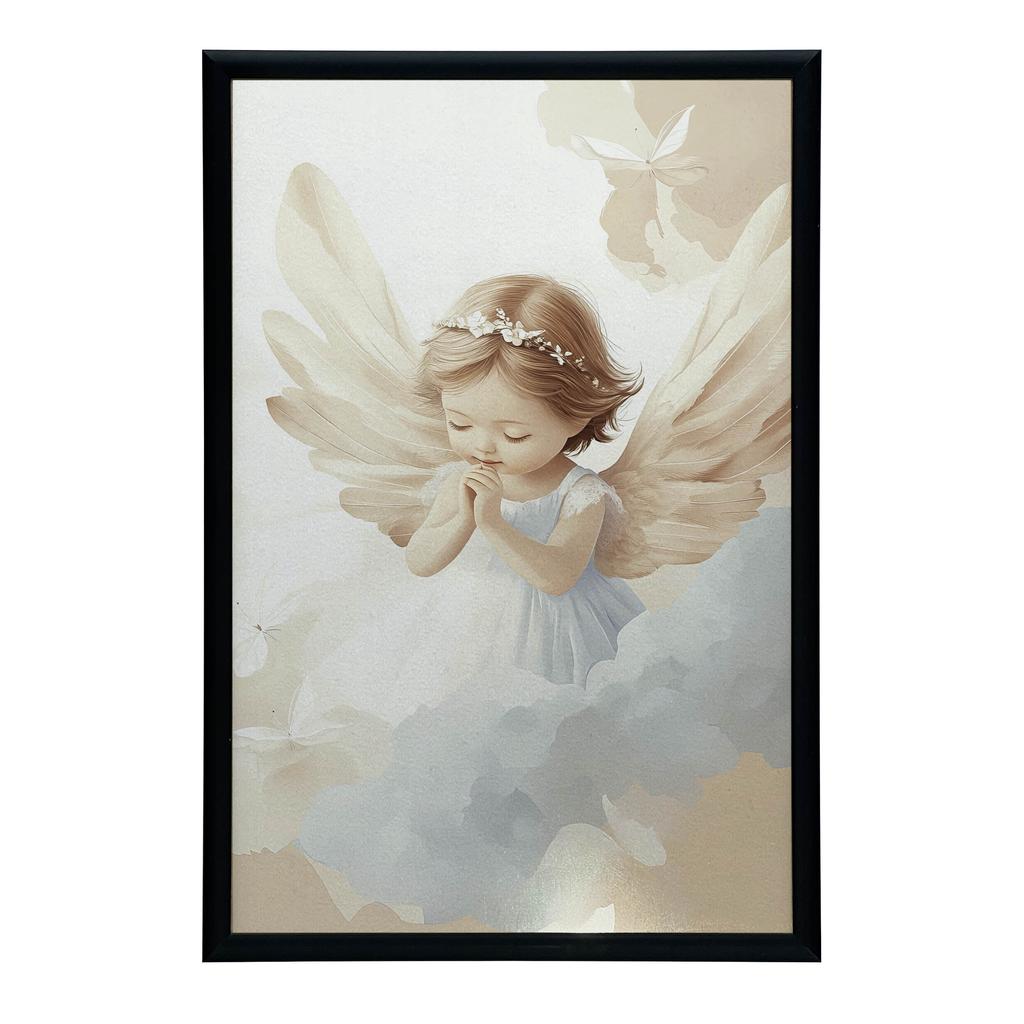 Angel In the Clouds Poster Angel In the Clouds Poster, 30X40 Cm, Dark Brown Wooden Frame, 230 Gsm Matte Paper