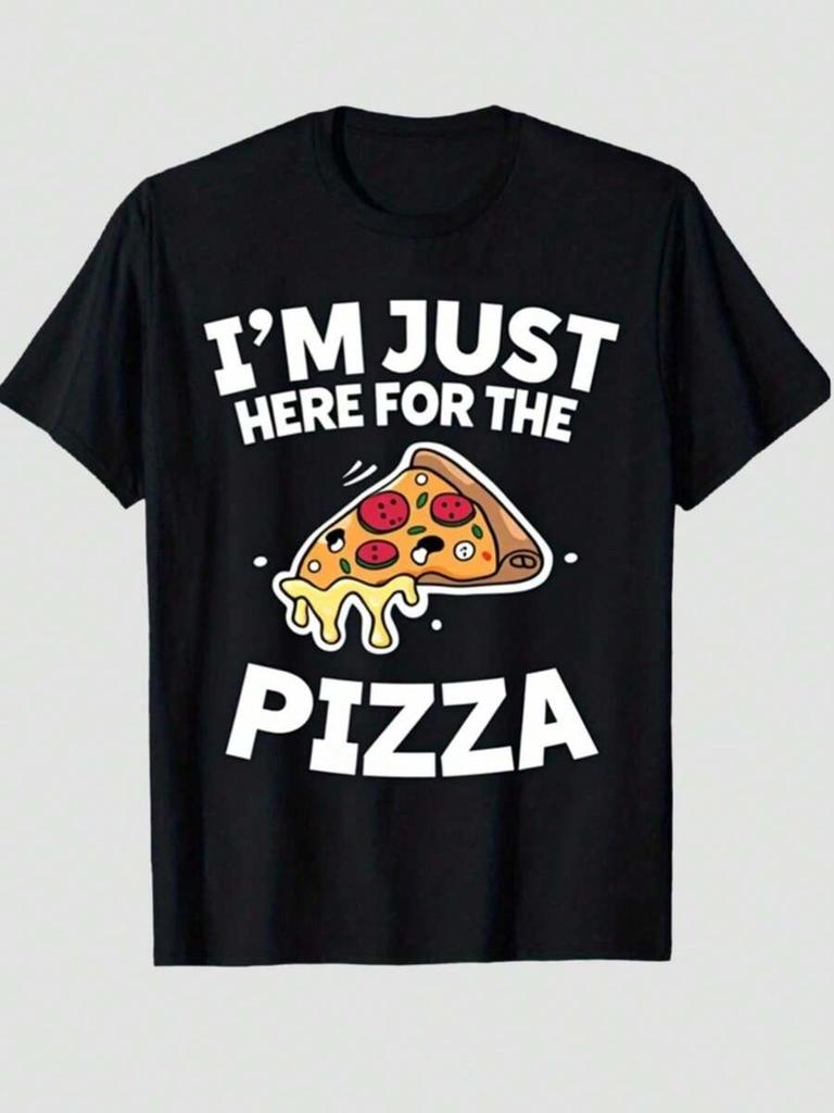 Im Just Here For The Pizza Playful Pizza Slice Printed TShirt Unisexs Printed TShirt 220g 100