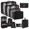 Travel Storage Bag Set - 7-Piece Multi-functional Compartment Bags for Clothes & Cosmetics