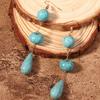 European and American new fashion retro creative temperament turquoise long fringed earrings versatile personalized earrings women