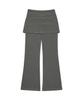 AWOSWEIB Double Waist Skirt Pants - Charcoal