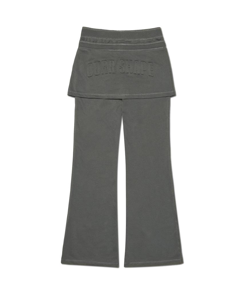 AWOSWEIB Double Waist Skirt Pants - Charcoal