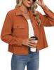 2024 Trendy Women's Casual Corduroy Crop Jacket: European & American Style Button-Up Cardigan