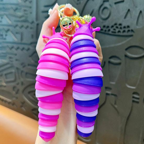 Keychain Pendant Stress Relief Squeeze Toy 3D Slug Fidget Spinner Anxiety Reduction Flexible Sensory Key Chain