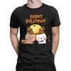 DuDu Bear and BuBu Panda Halloween T Shirt Men's Cotton Tops Aesthetic Kawaii Round Neck Short Sleeve