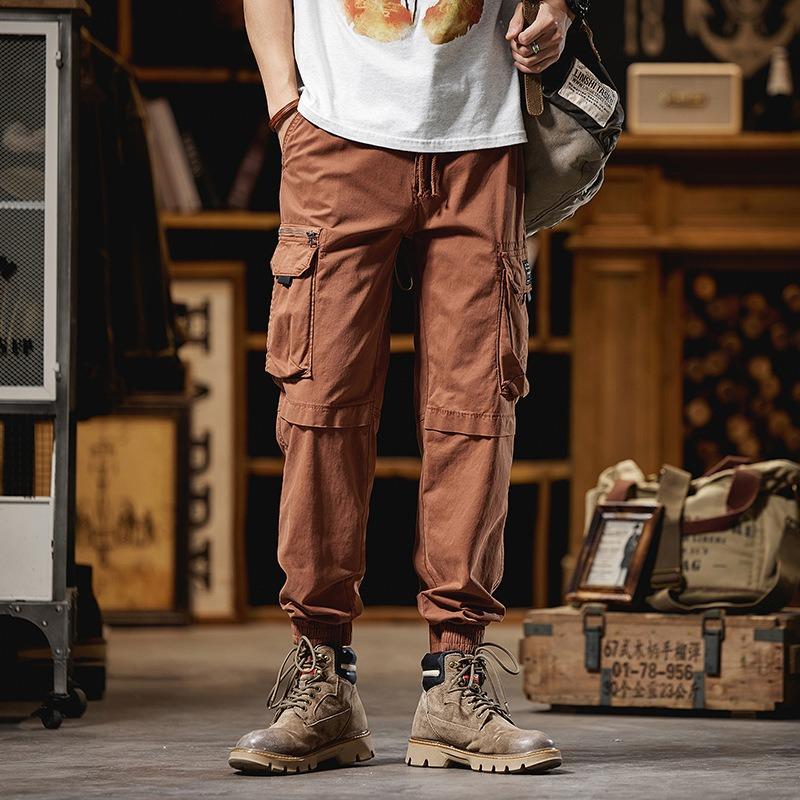 

Men s Retro Overalls Outdoor Sports Loose Casual Pants Pants Men s Trendy Brand High-end Trousers Men s Clothing 38 brick червоний колір