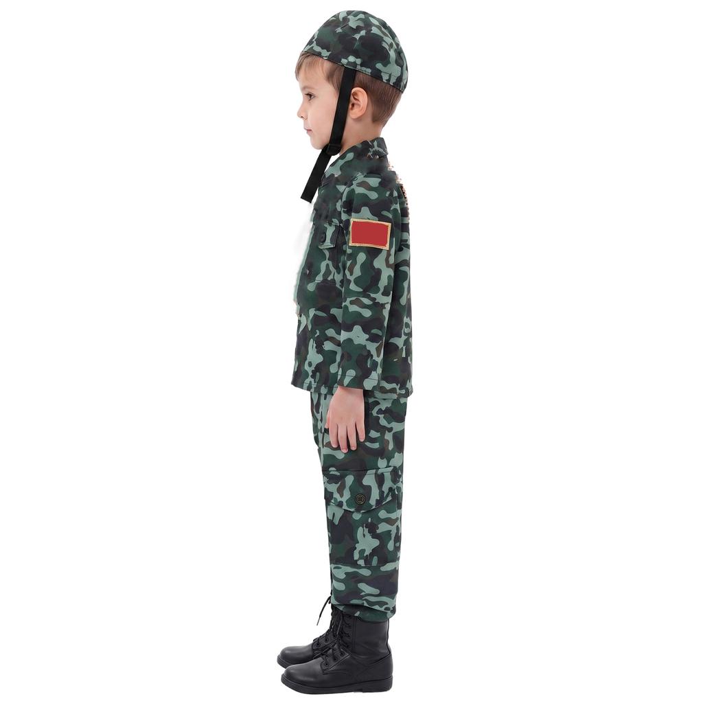 Disfraz de Soldado Camuflaje para Niños Niñas Halloween y Representaciones Escolares