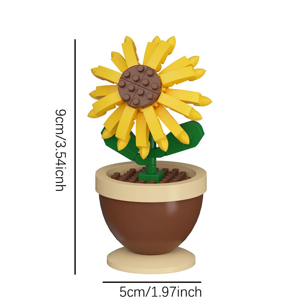 Educational Building Block Flower Bouquet Pot Plant Toy, Small Part Assembly Floral Decoration, Realistic Children Girl Gift