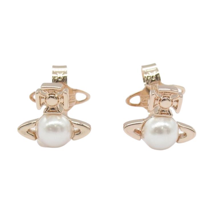 Vivienne Westwood Carved Pattern Design Brass Earrings Women earrings Gold 62010268-02G243 Box+Shopping Bag