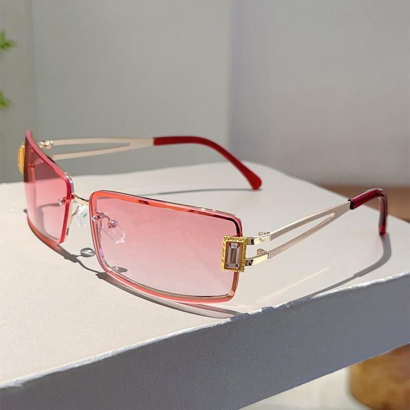 Retro Square Metal Frame Sunglasses Fashionable Light Luxury Gemstone Y2K Women s Sunglasses Men s Outdoor Casual Sunglasses Other